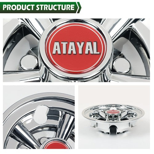 Solid Spare Fit For EZGO Club Car Yamaha 4PCS 8" Golf Cart Wheel Covers Hub Caps Chrome