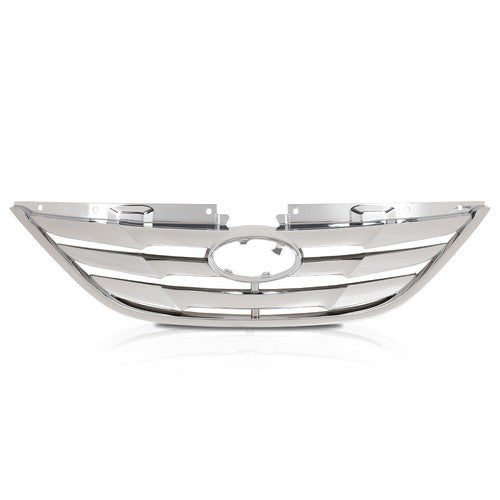 Solid Spare Fit For 2011-2013 Hyundai Sonata Front Bumper Upper Grille Mesh Grill Chrome