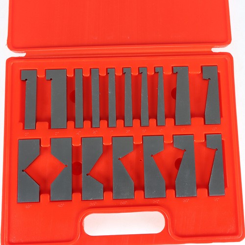 Solid Spare 17 Pcs Hardened Steel Precision Angle Block 1/4 to 45 Degree Set W/Case
