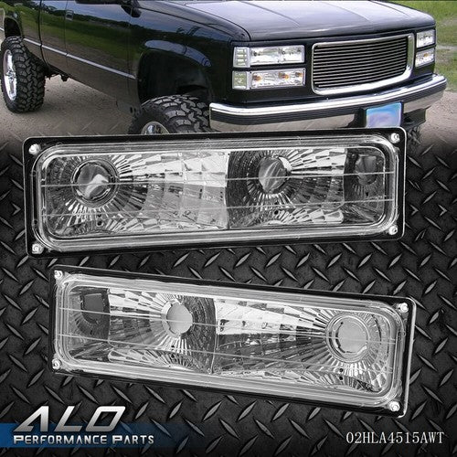 Solid Spare Fit For 88-98 Silverado Pickup Bumper Parking Lights Turn Signal Lamps Pair