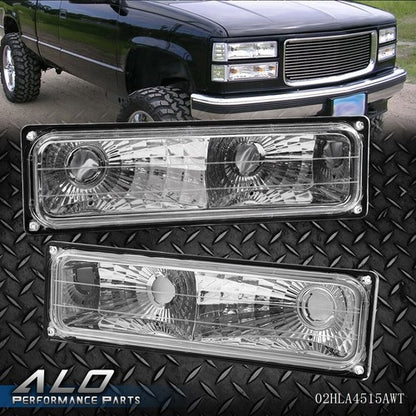 Solid Spare Fit For 88-98 Silverado Pickup Bumper Parking Lights Turn Signal Lamps Pair