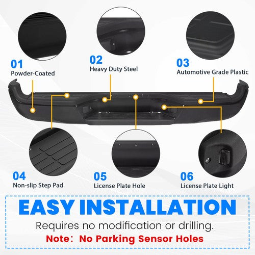 Solid Spare NEW Steel - Complete Black Rear Bumper Assembly For 2005-2015 Tacoma 05-15 SR5