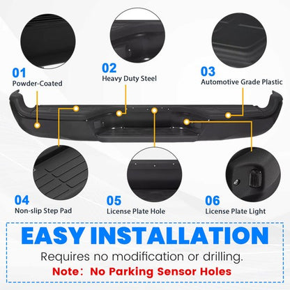 Solid Spare NEW Steel - Complete Black Rear Bumper Assembly For 2005-2015 Tacoma 05-15 SR5