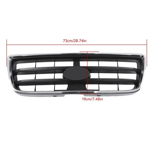 Solid Spare Front Bumper Upper Grille Chrome Shell w/ Insert For Subaru Forester 2003-2005