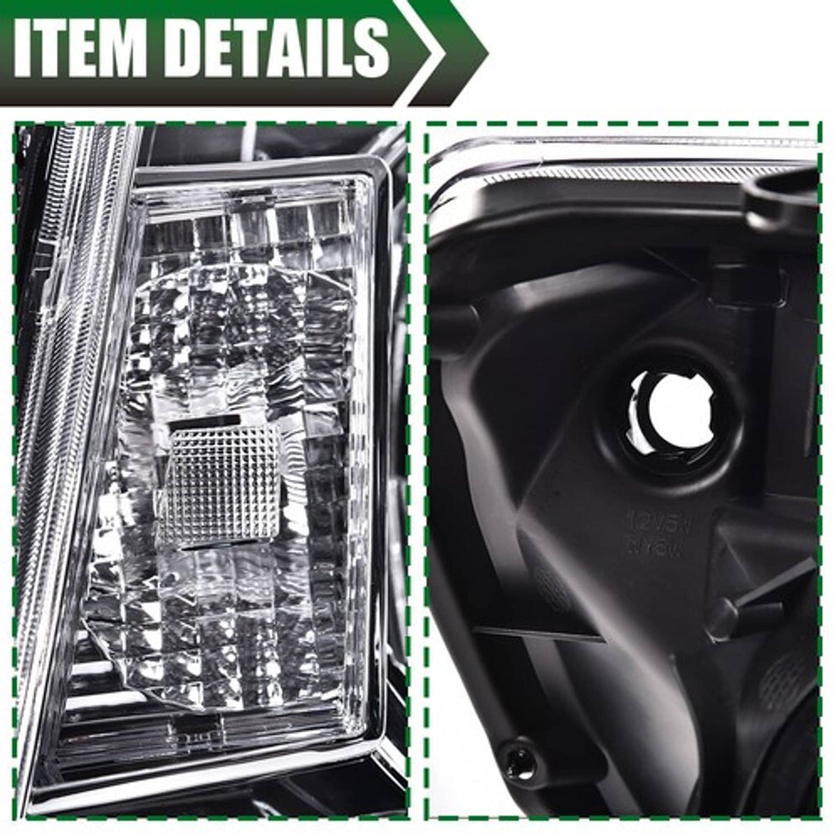 Solid Spare Fit For 2005-2011 Toyota Tacoma Clear Lens Chrome Housing Headlights Assembly