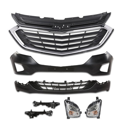 Solid Spare Fit For 2018-2021 Chevrolet Equinox Front Bumper+Grille+Fog Lights Full Set