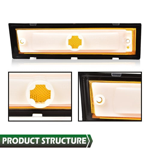 Solid Spare Pair Front Signal Side Marker Lights Amber Fit For 81-91 GMC Chevy Pickup Truck