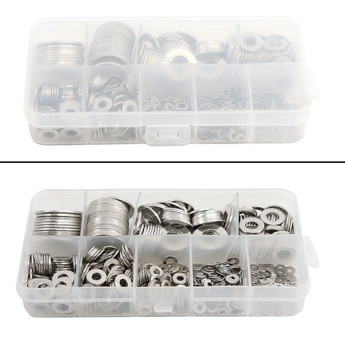 Solid Spare Flat Washer 304 Stainless Steel Washers Assortment Set Value Kit 600 Pieces Set