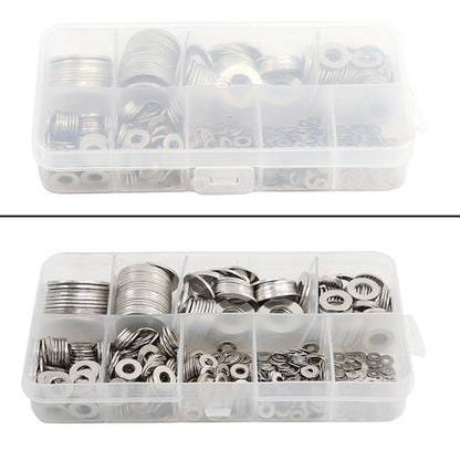 Solid Spare Flat Washer 304 Stainless Steel Washers Assortment Set Value Kit 600 Pieces Set