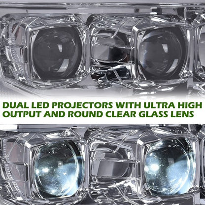 Solid Spare Fit For 09-14 Ford F-150 F150 Dual LED Projector Headlights Lamps Smoke/Chrome