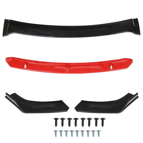 Solid Spare Universal Car Front Bumper Lip Spoiler Splitter Protector Red 2 Layer Lip Glossy