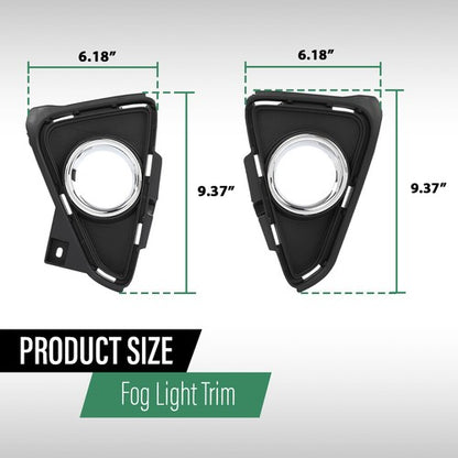 Solid Spare Fit For 2016-2018 Toyota RAV4 Front Bumper Fog Light Cover Bezel Left+Right