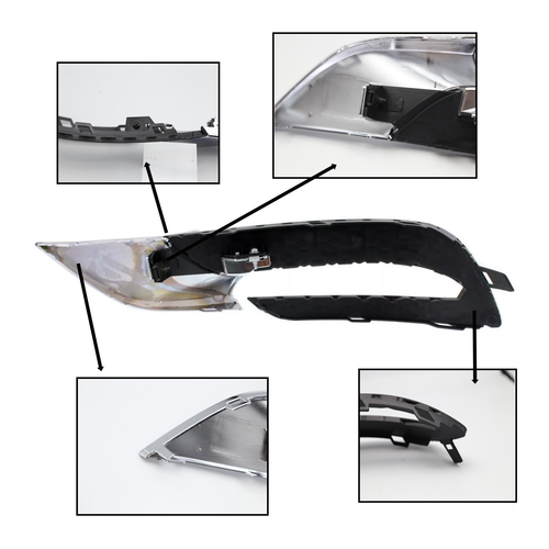 Fog Light Trim Set FIT 2013-2017 Buick Enclave Left & Right Black and Chrome 2Pc