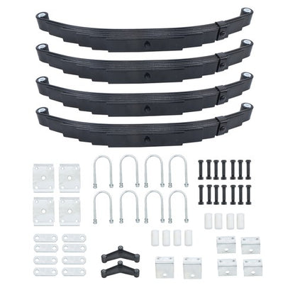 Solid Spare 6 Leaf Springs/U-bolt/Hanger Kit Tandem Trailer Axle Suspension Kit For 7000lbs