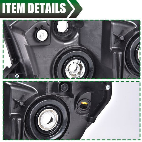 Solid Spare Clear Black Headlights Headlamps Pair Fit For 07-13 Toyota Tundra 08-17 Sequoia