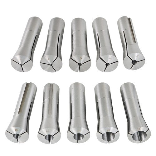 Solid Spare 10pc R8 7/16-20 Round Collet Set 3mm-20mm Milling Lathe High Precision 0.0006"