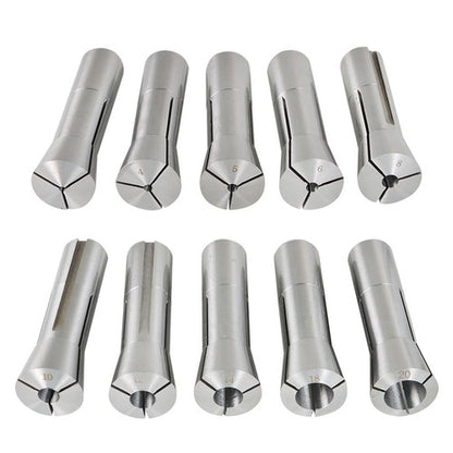 Solid Spare 10pc R8 7/16-20 Round Collet Set 3mm-20mm Milling Lathe High Precision 0.0006"