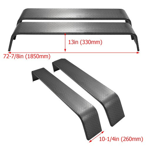 Solid Spare 2 PCS Steel Diamond Tread Plate Tandem Axle Trailer Fenders 10-1/4"x72-7/8"x13"