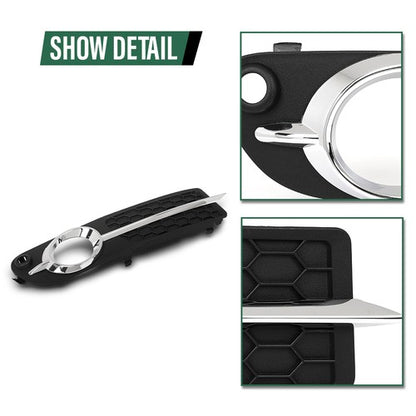 Solid Spare Fog Light Bezel Lamp Cover w/ Chrome Trim Right Side Fit For 2007-2013 Volvo S80