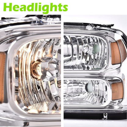 Solid Spare Conversion Headlights Fit For 1999-2004 Ford F250 F350 Ford Super Duty Excursion