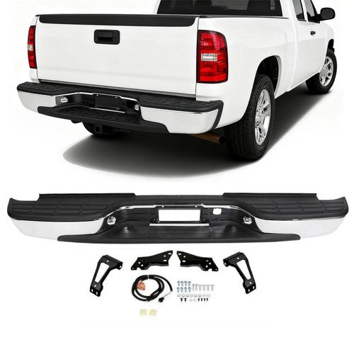 Solid Spare Complete Chrome Rear Bumper for 1999-2007 Chevy Silverado GMC Sierra 1500 2500