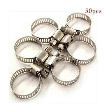Solid Spare Stainless Steel Adjustable 50pcs 1/2"-3/4" Drive Hose Clamps Fuel Line Worm Clip