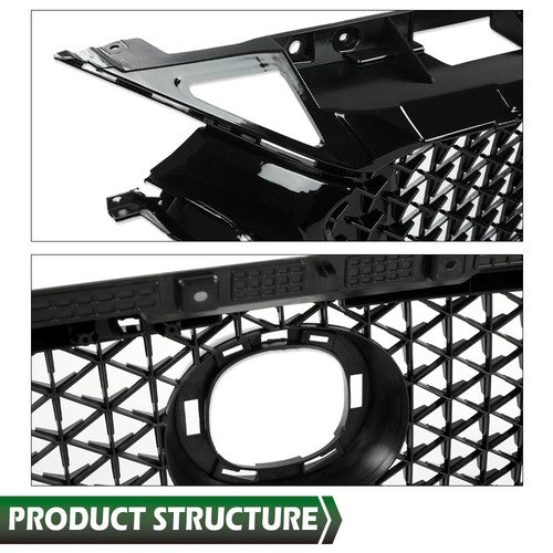 Solid Spare Front Bumper Upper Honeycomb Grille Grill Black Fit For 2017-2018 Mazda 3 Axela