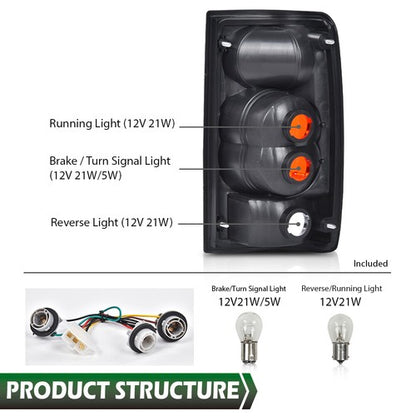 Solid Spare Fit For 1989-1995 Toyota Pickup Red/Chrome Tail Lights Brake Lamps Left+Right