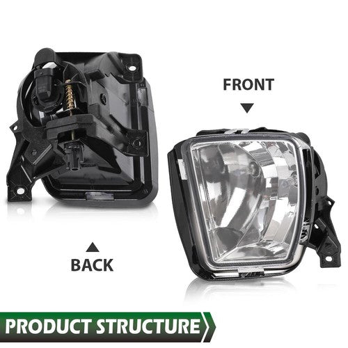 Solid Spare Fit For 2013-2018 Dodge Ram 1500 Clear Fog Lights Lamps W/ Bulbs Left+Right