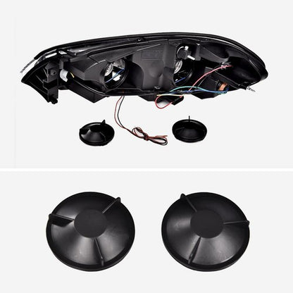Solid Spare Fit For 06-16 Chevy Impala/Monte Carlo LED DRL Black Headlights Left+Right