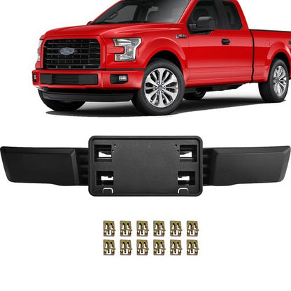 Front Bumper Trim & License Plate Fit For 2015 2016 2017 Ford F-150 F150 Black