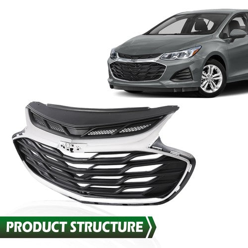 Solid Spare Fit For 2019-2020 Chevrolet Cruze Front Upper Bumper Grille Grill Assembly Black