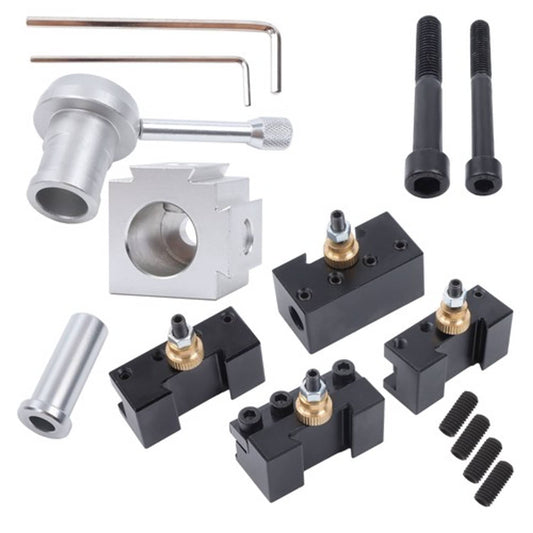 Solid Spare For Mini Lathe QME Quick Change Tool Post Holder Aluminum w/4 xCutter Holders