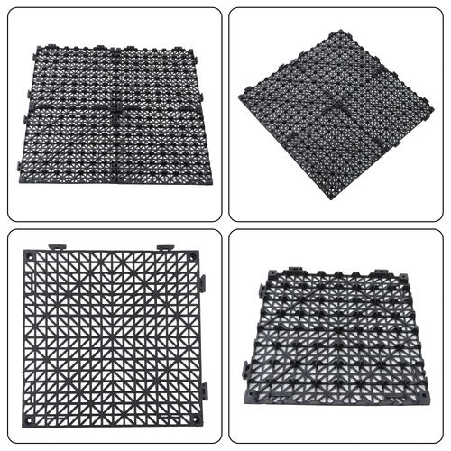 Solid Spare Interlocking Tile 50PCS Black, Soft PVC Interlocking Drainage Tiles 12x12inch