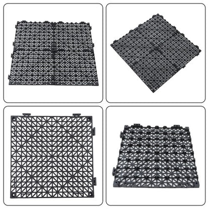 Solid Spare Interlocking Tile 50PCS Black, Soft PVC Interlocking Drainage Tiles 12x12inch