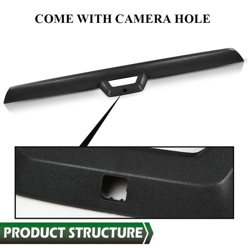 Solid Spare For 07-13 Avalanche Escalade Rear Tailgate Spoiler Molding Trim w/ Camera Hole