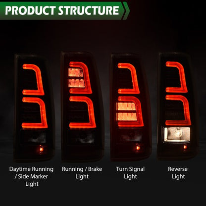 Solid Spare Fit For 1999-2006 Chevy Silverado LED Tail Lights Lamps Left+Right Black Smoke