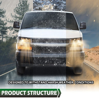 Solid Spare Fit For 2003-2023 Chevrolet Express GMC Savana Van Left+Right Headlights Black