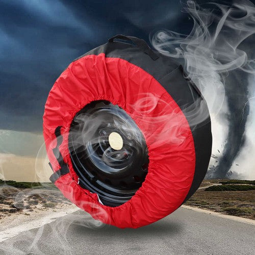 Solid Spare Car Cover New 4Pcs Tyre Cases Tyre Bags For Red 420D And Black 600D W/ Handheld