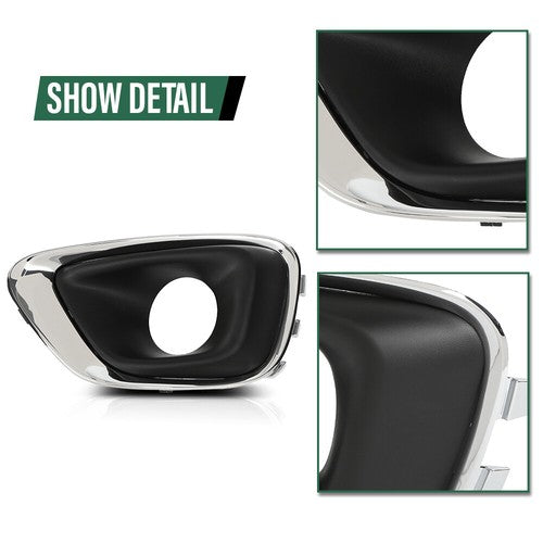 Solid Spare Fit For 2014-2017 Jeep Compass Front Bumper Fog Light Bezel Lamp Trim Left+Right