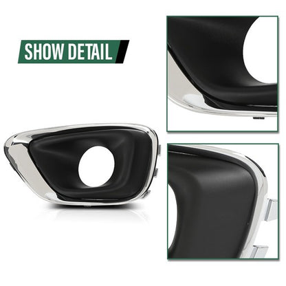 Solid Spare Fit For 2014-2017 Jeep Compass Front Bumper Fog Light Bezel Lamp Trim Left+Right