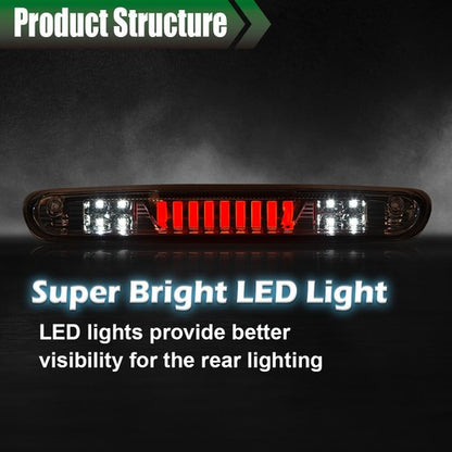 Solid Spare Fit For 07-14 Silverado/Sierra LED Third Brake Tail Light Cargo Lamp Chrome