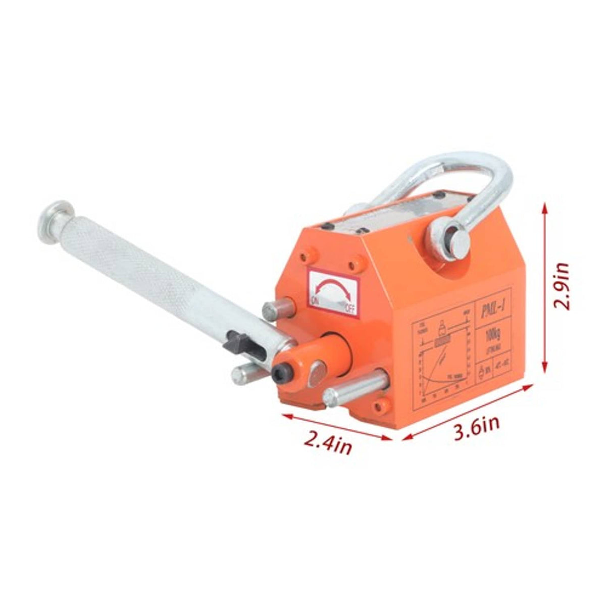Solid Spare Orange Permanent Magnetic Lifter Hoist 220 lbs/100 kg 2.5 Safety Factor