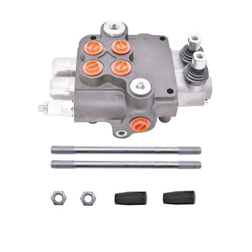 Solid Spare 2 Spool 21 GPM 3600 PSI Hydraulic Control Valve Double Acting SAE Ports NEW