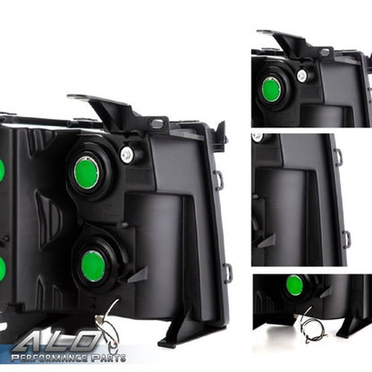 Solid Spare Fit For 07-13 Chevy Silverado 1500 2500 3500 Smoke Lens LED DRL Headlights