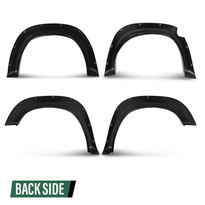 Solid Spare Fit For 2019-2023 Ram 1500 Smooth Black Pocket Rivet Bolt-on Fender Flares 4Pcs
