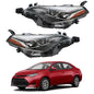 Solid Spare LH+RH Side Pair Headlight Lamps Front Black Halogen For Toyota Corolla 2017-2019