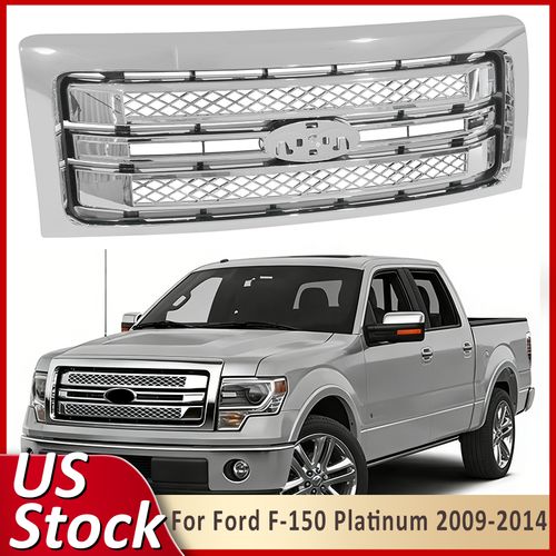 Front Bumper Upper Grille Chrome For 2009-2014 Ford F150 F-150 Platinum Style
