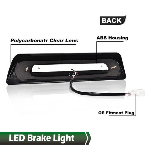 Solid Spare Fit For 07-18 Toyota Tundra Smoke/Chrome LED Third 3rd Brake Light Cargo Lamp