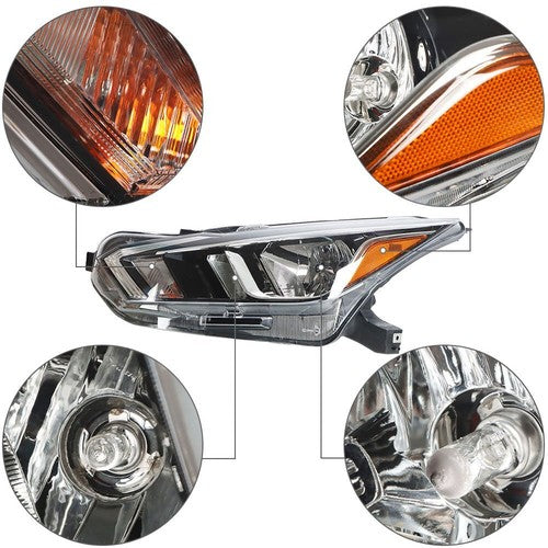 Solid Spare For 20-21 Nissan Versa S SV Left Headlight Replacement Chrome Housing Clear Lens